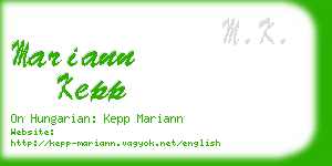 mariann kepp business card